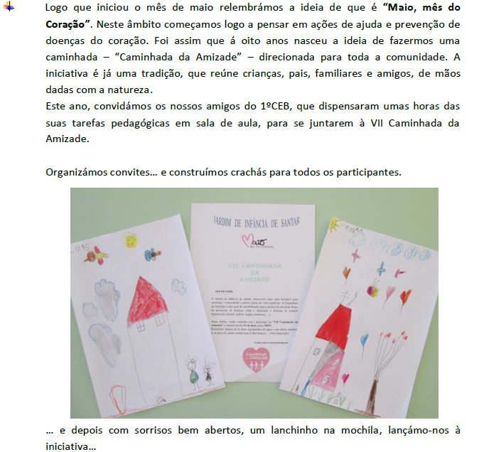 Children's drawings for a school walk, promoting friendship and community