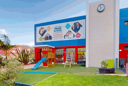 Prime School International in Sintra, Portugal, showing the school building and playground equipment.