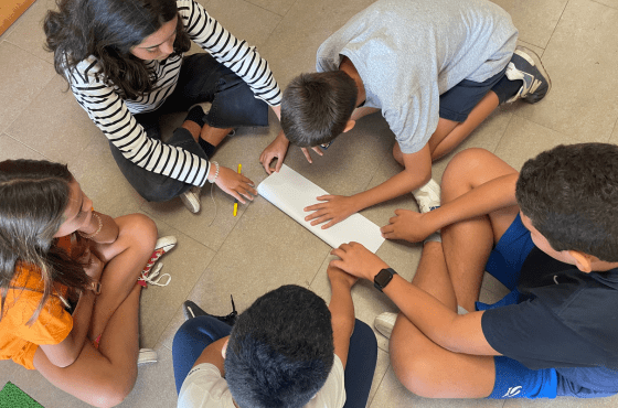 Preschool children collaborating on a project