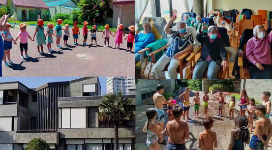 Preschool children participating in outdoor activities at Centro Social Paroquial Nossa Senhora da Boavista.