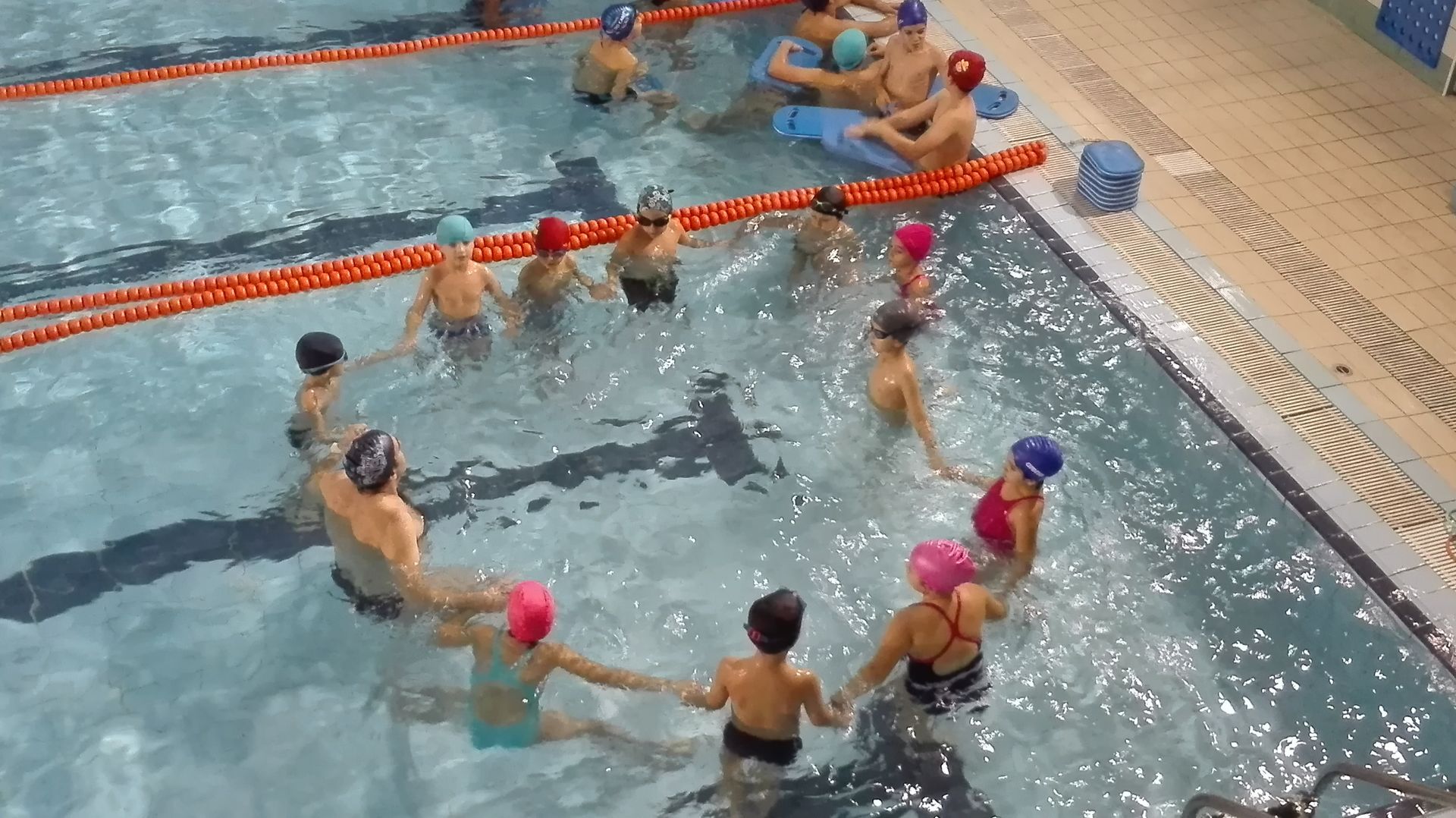 Preschool children in swimming pool