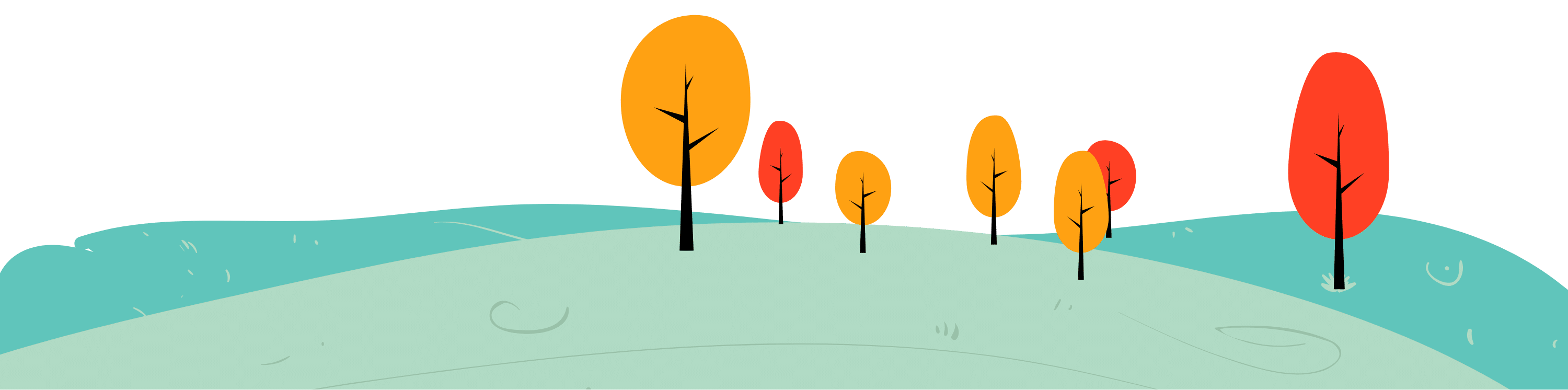 Illustration of a hill with colorful trees, suitable for a preschool website