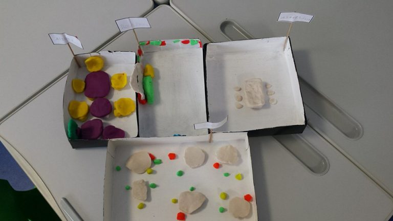 Preschoolers' model of cells made of playdough