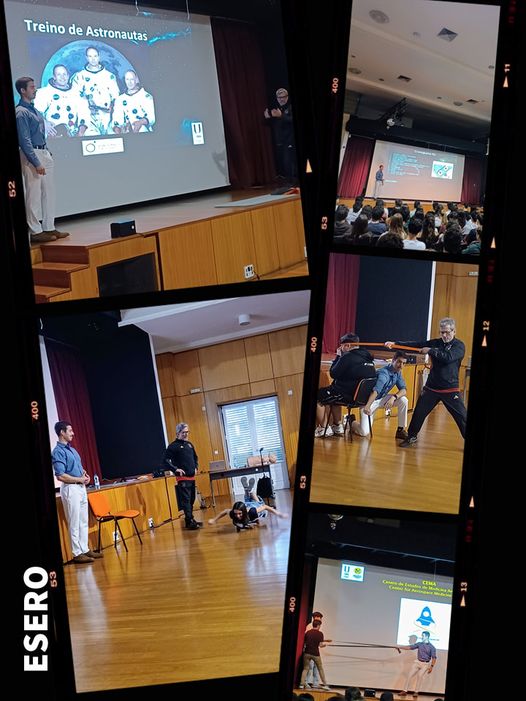 Colégio Vasco Da Gama students participating in an astronaut training presentation and other activities