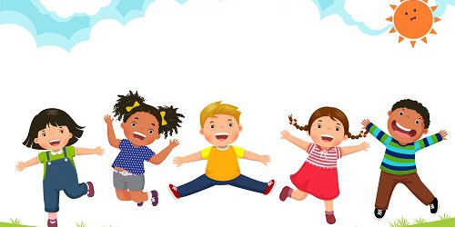 Happy children playing outdoors