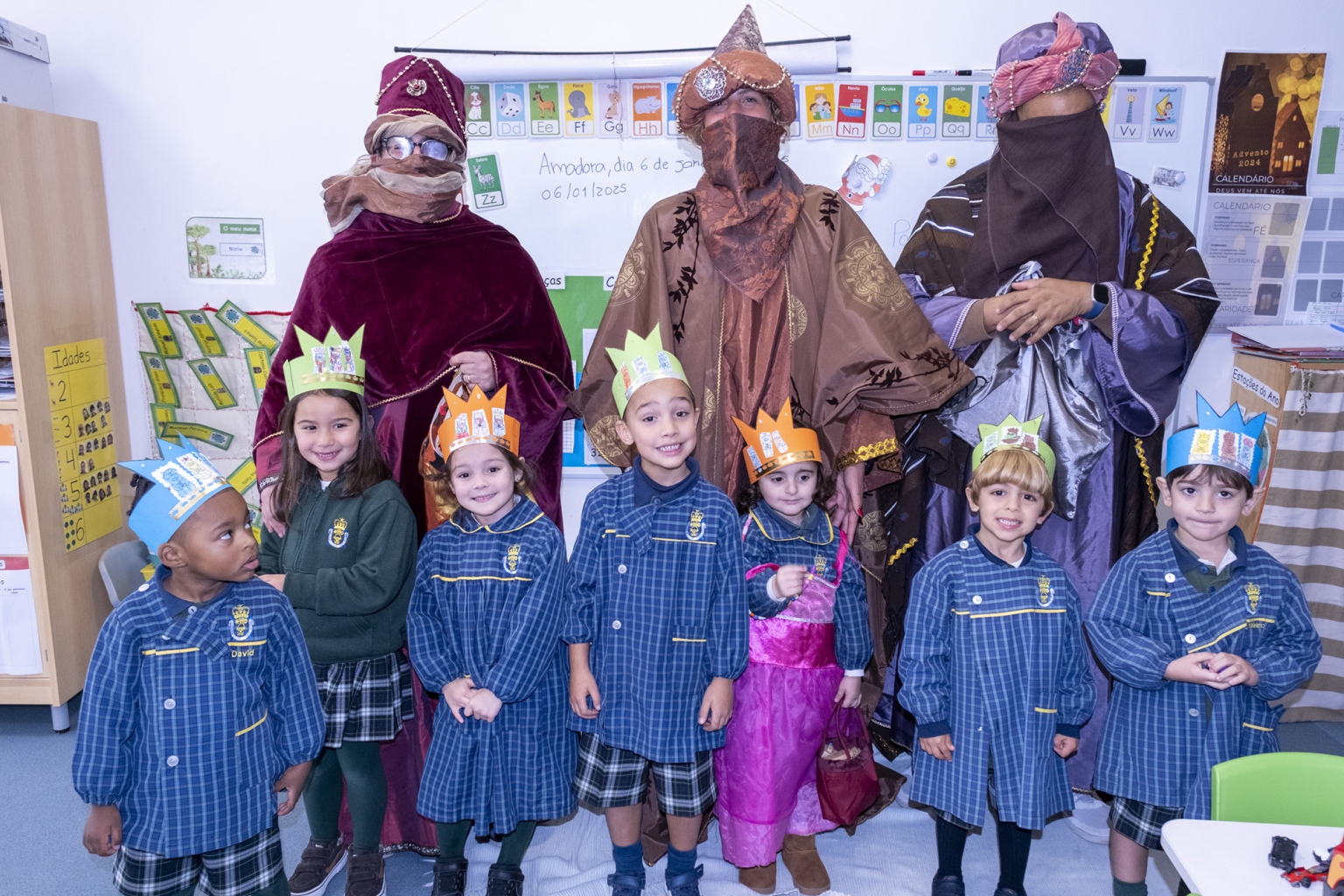 Preschool children celebrating Epiphany with the Three Wise Men