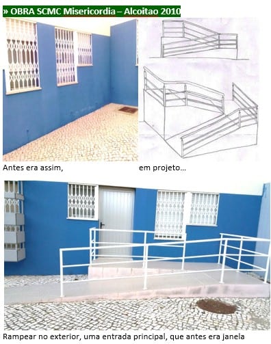 Image of a newly installed wheelchair ramp at the entrance of O Nosso Sonho preschool, improving accessibility.
