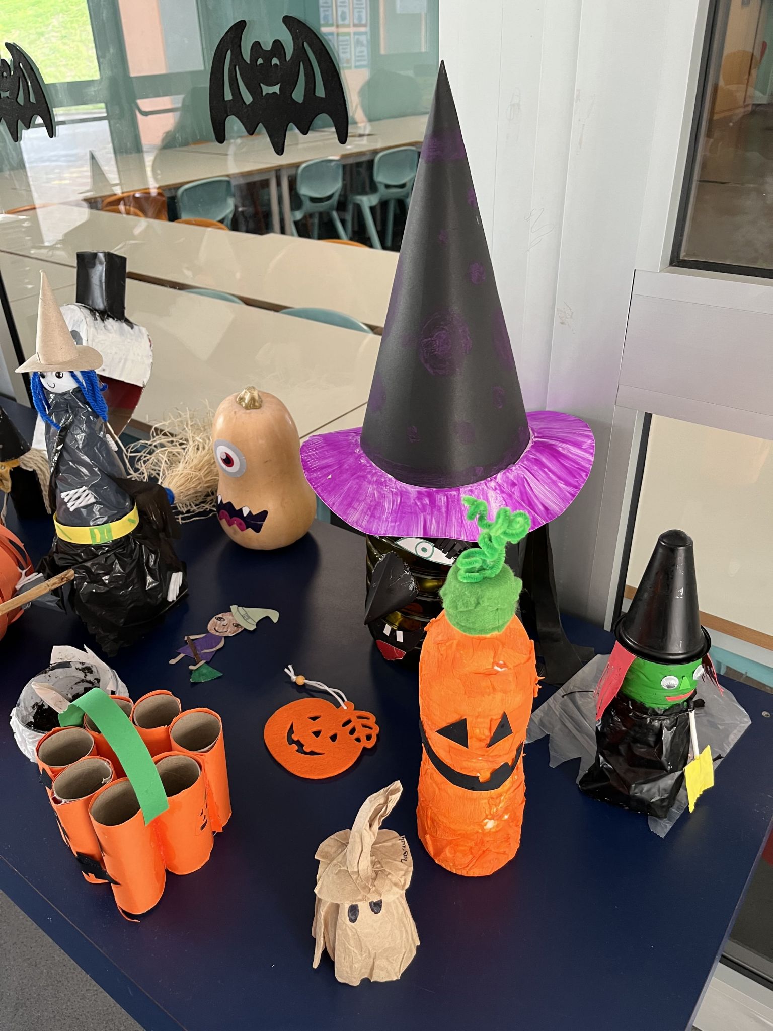 Halloween crafts made by preschool children