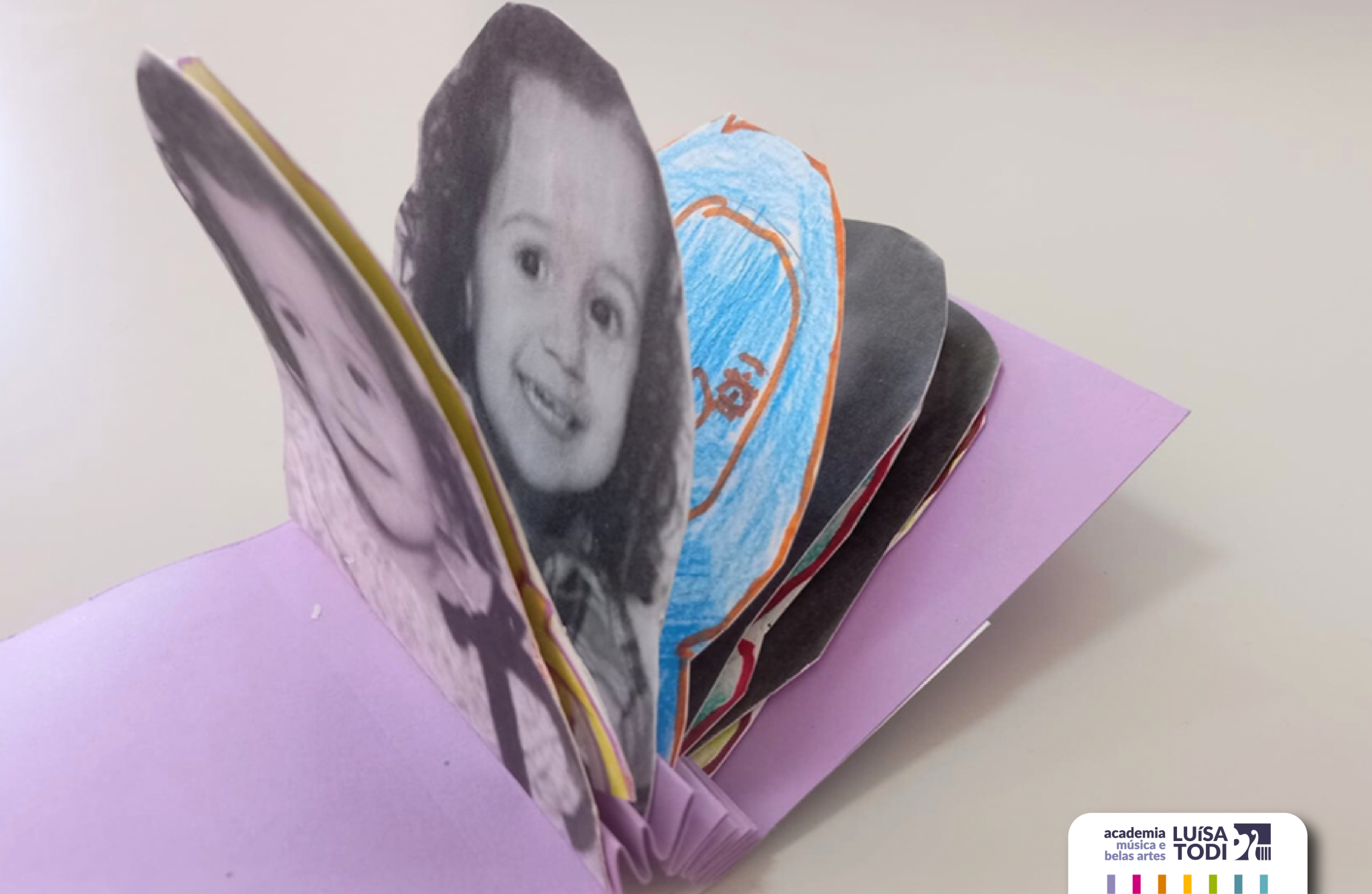 Preschool children's artwork: a handmade book with photos and drawings