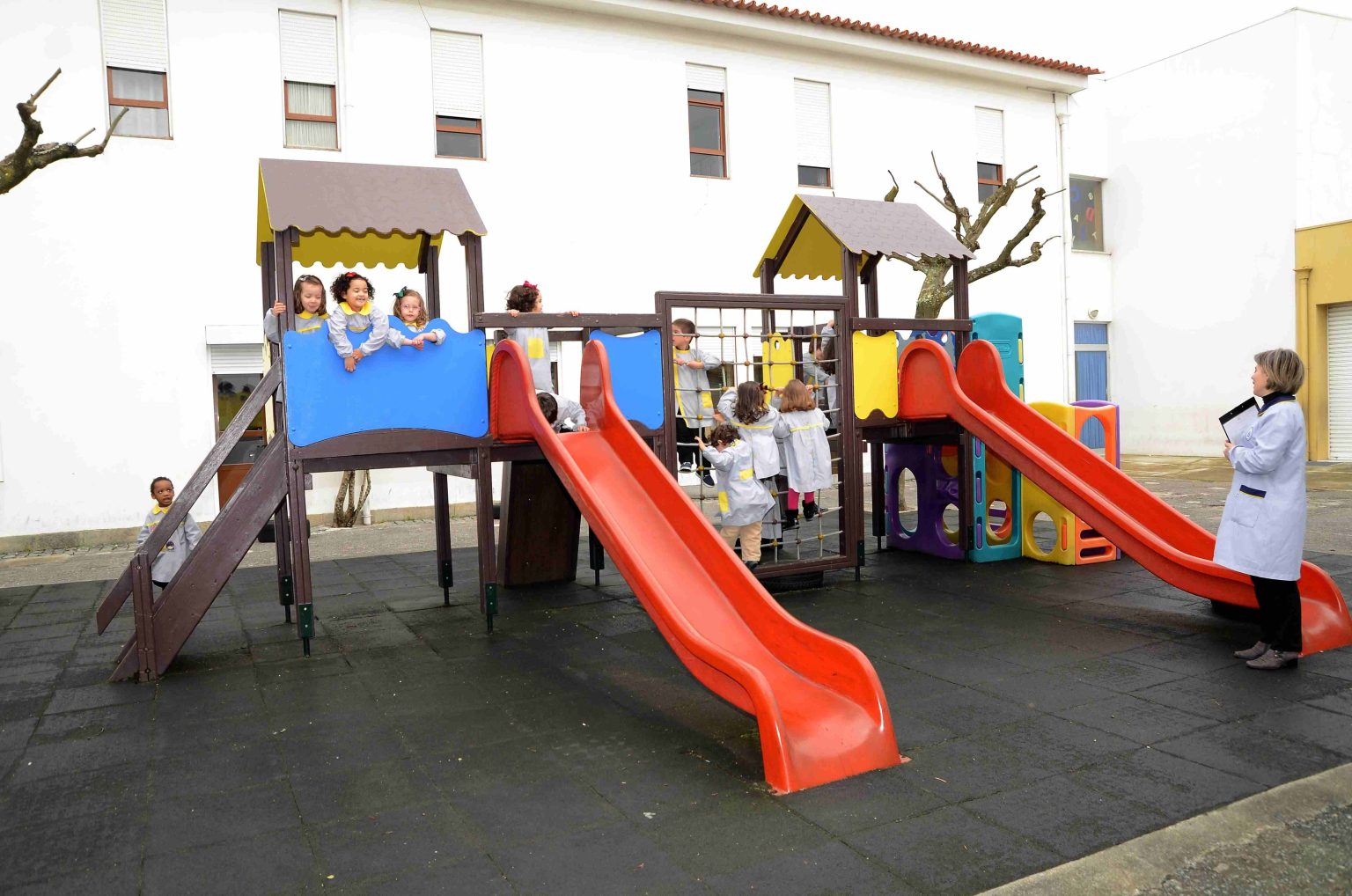 Preschool children playing on a playground