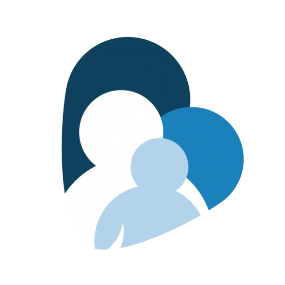 Illustration of a teacher and child, symbolizing care and education.