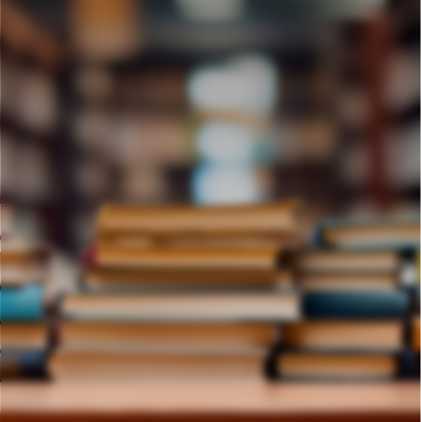 Stack of books in a library