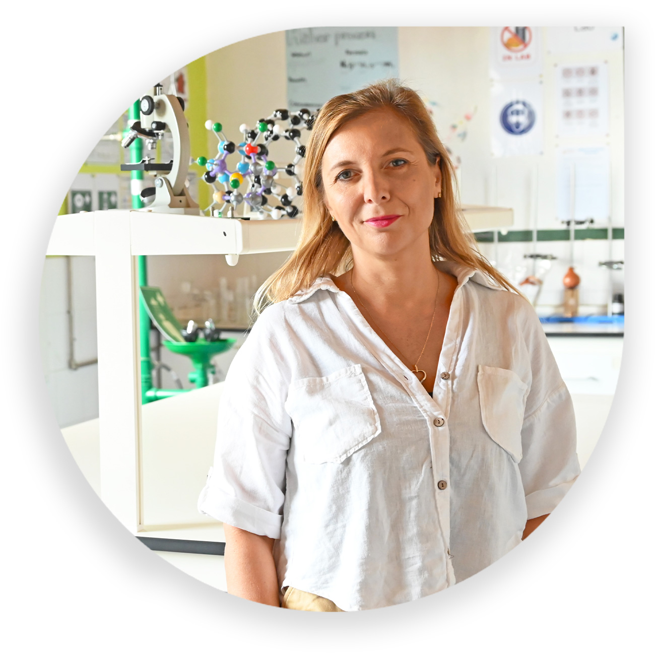 Teacher in a science classroom at International Sharing School - Madeira