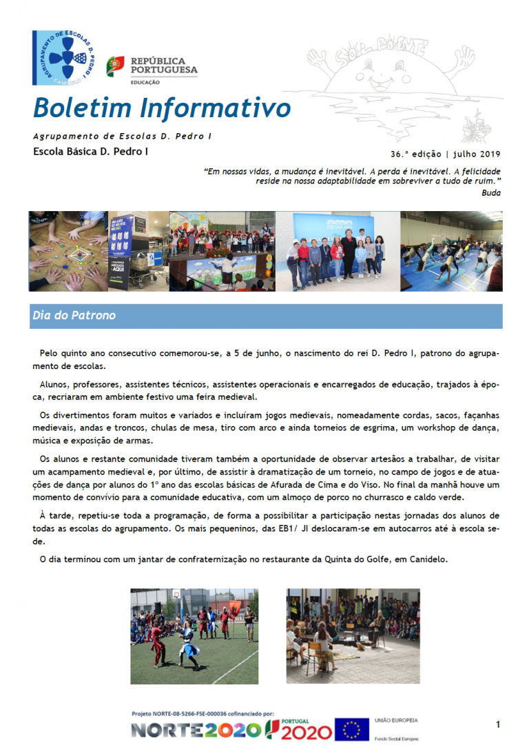 Students and teachers participating in medieval-themed activities at Escola Básica de 1.º CEB / JI de Lavadores.
