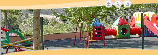 Preschool playground with colorful play structures