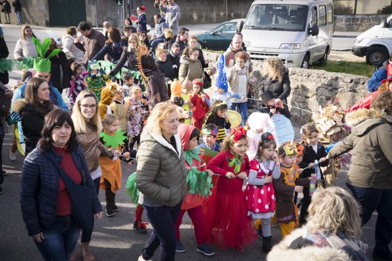 Preschool children in costumes participating in a parade