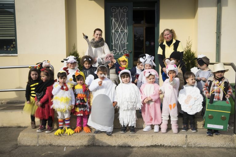 Preschool children in animal costumes
