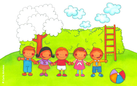Happy children playing together in a preschool setting