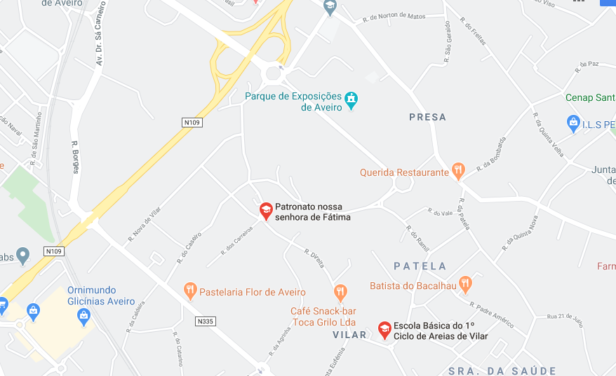 Map showing the location of Patronato Nossa Senhora de Fátima preschool in Vila Nova de Gaia, Portugal