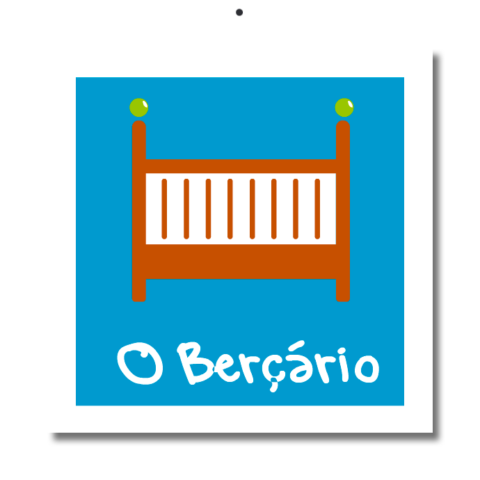 Illustration of a crib, representing the creche at Fraldinhas e Travessuras Alfragide.